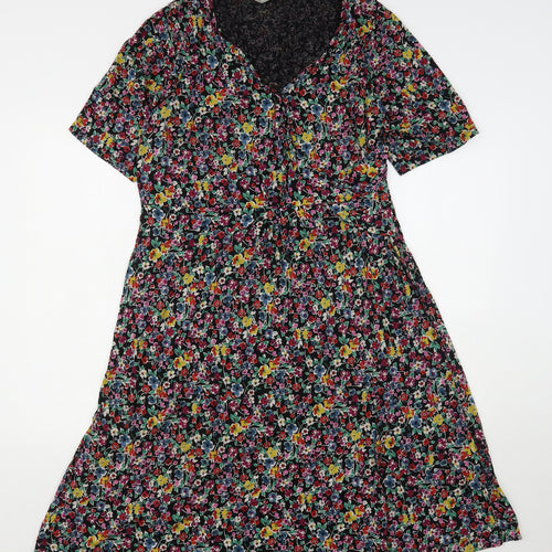 Marks and Spencer Womens Multicoloured Floral Viscose A-Line  Size 20  V-Neck