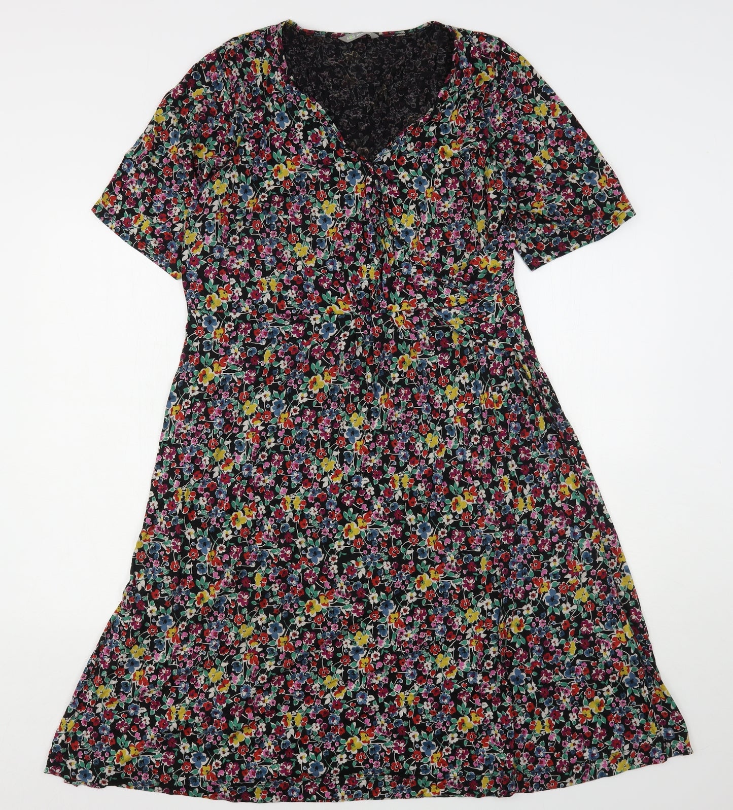 Marks and Spencer Womens Multicoloured Floral Viscose A-Line  Size 20  V-Neck