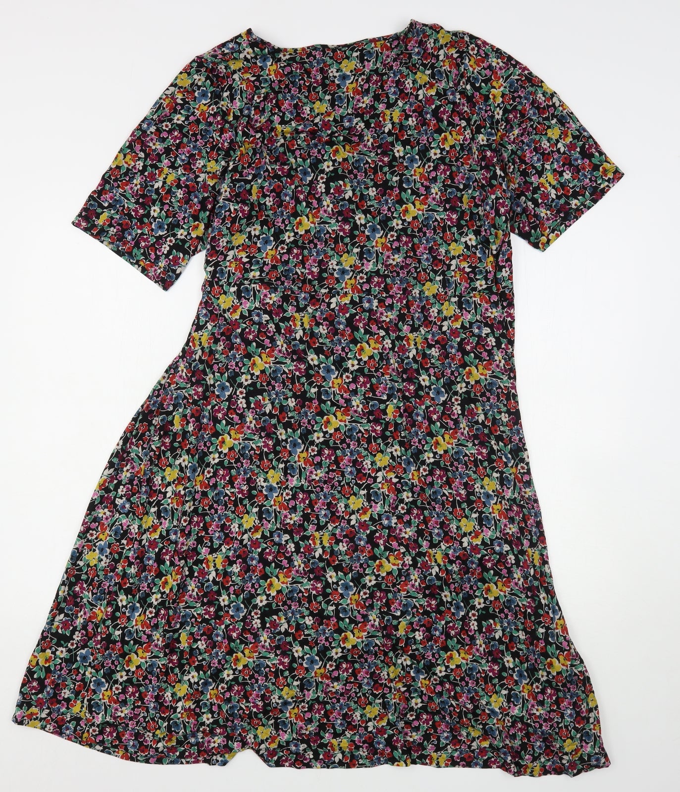Marks and Spencer Womens Multicoloured Floral Viscose A-Line  Size 20  V-Neck