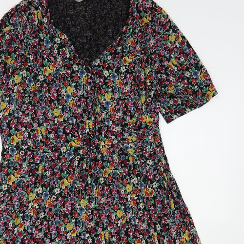 Marks and Spencer Womens Multicoloured Floral Viscose A-Line  Size 20  V-Neck