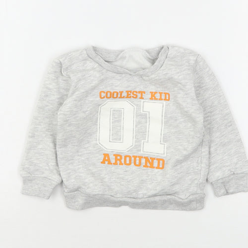 Dunnes Stores Boys Grey  Cotton Pullover Jumper Size 9-12 Months