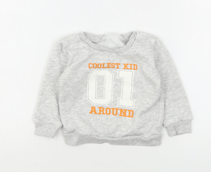 Dunnes Stores Boys Grey  Cotton Pullover Jumper Size 9-12 Months