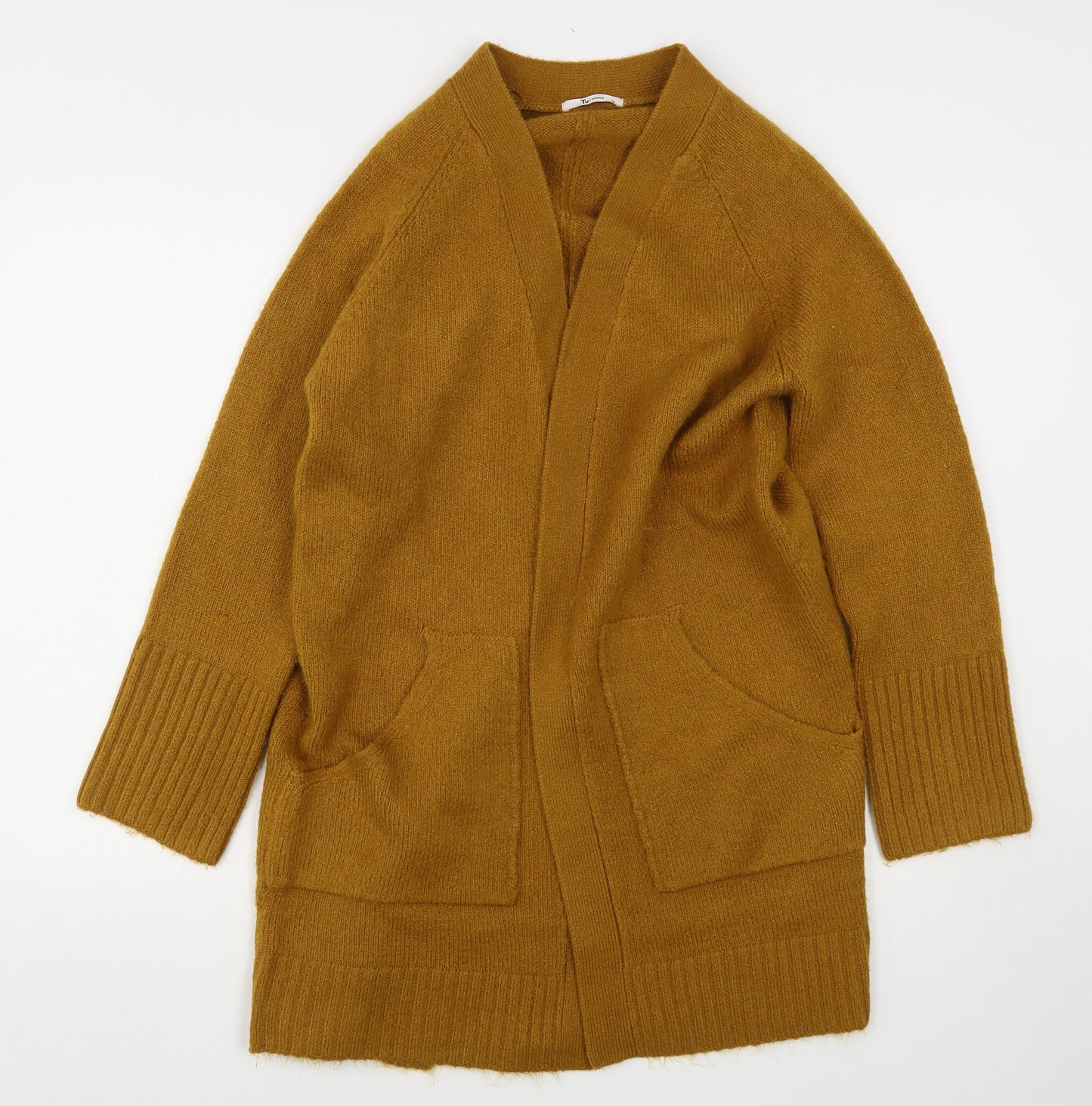 TU Womens Brown V-Neck  Acrylic Cardigan Jumper Size 12