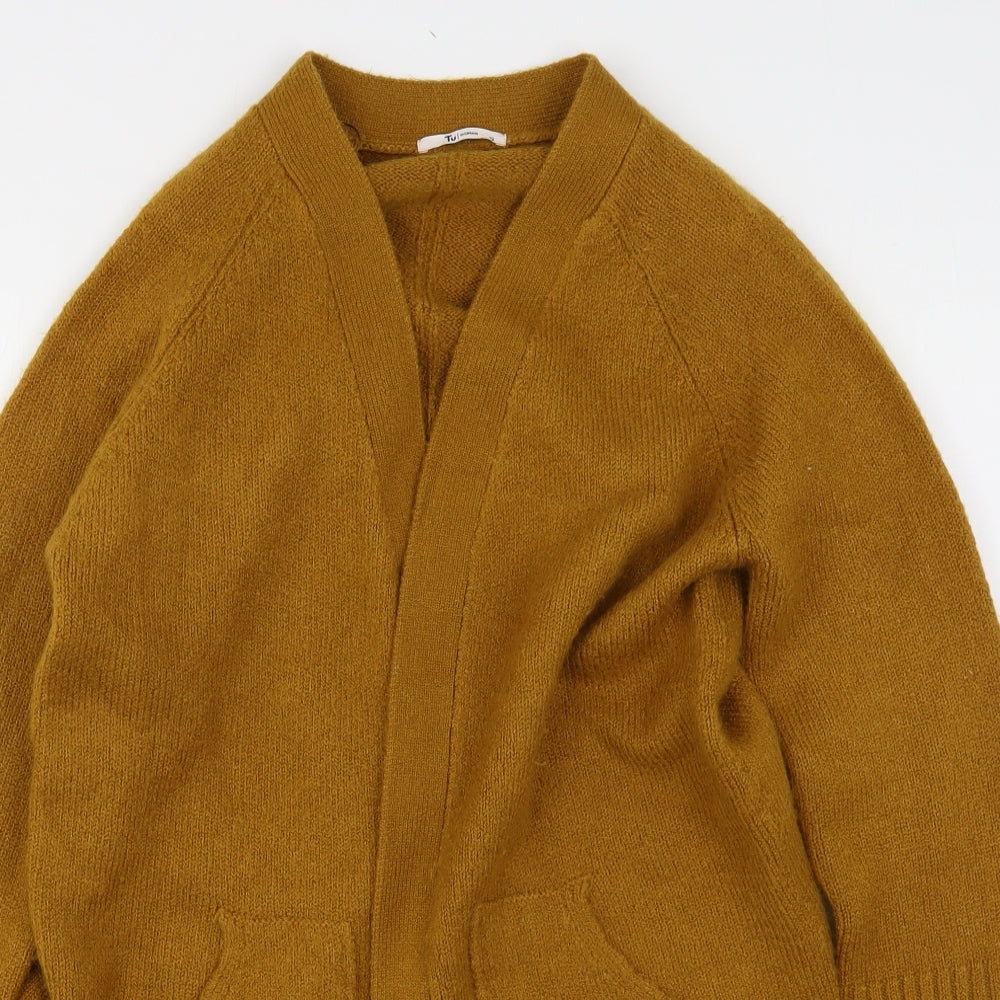 TU Womens Brown V-Neck  Acrylic Cardigan Jumper Size 12