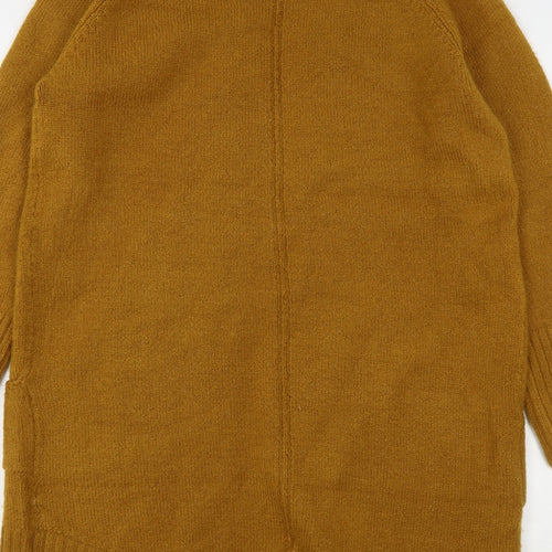 TU Womens Brown V-Neck  Acrylic Cardigan Jumper Size 12