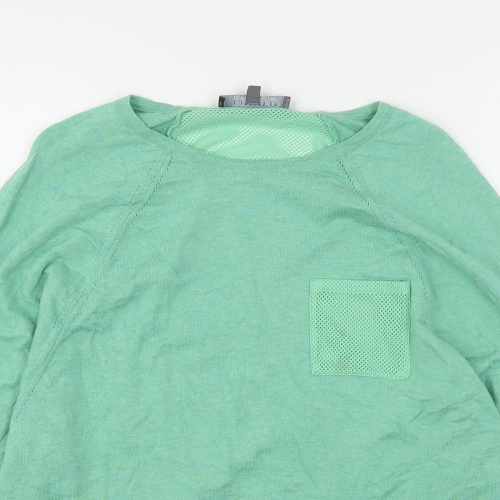 Marks and Spencer Womens Green  Polyester Basic T-Shirt Size S Round Neck