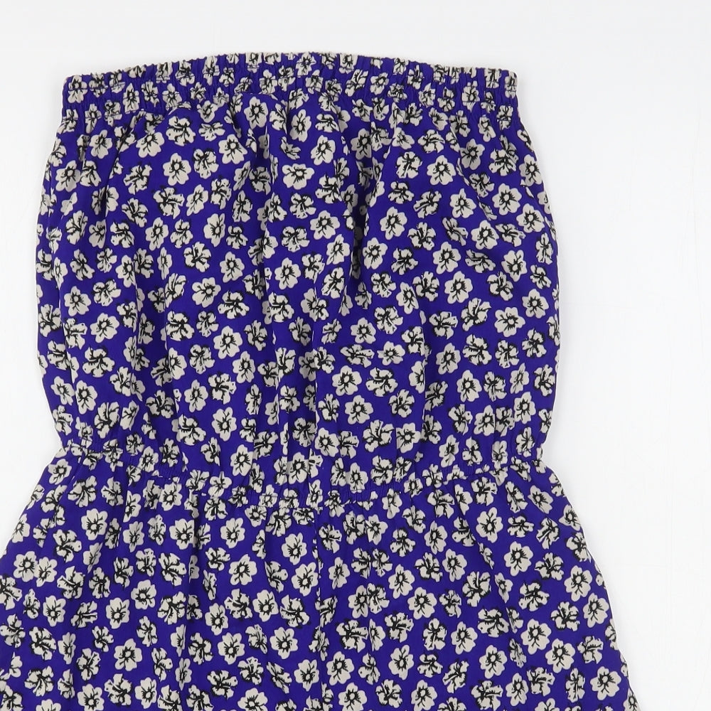 Atmosphere Womens Blue Floral Polyester Playsuit One-Piece Size 10 L3 in