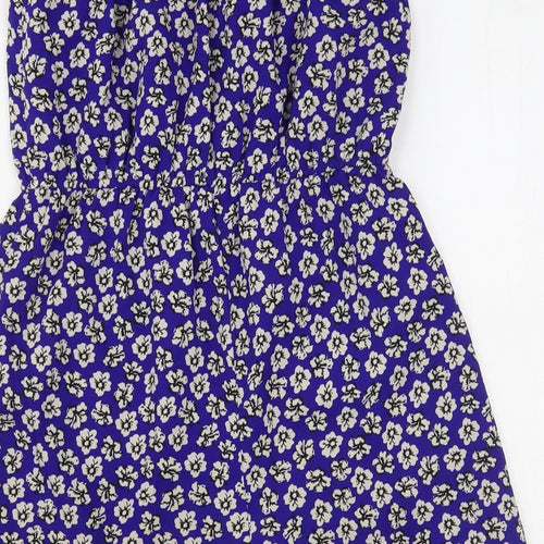 Atmosphere Womens Blue Floral Polyester Playsuit One-Piece Size 10 L3 in