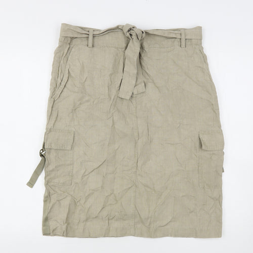 NEXT Womens Beige  Linen Cargo Skirt Size 14