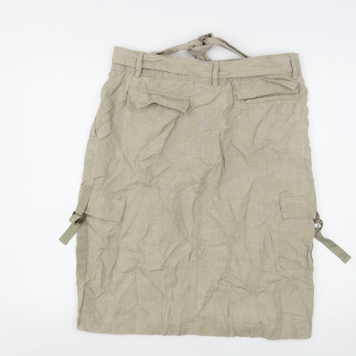 NEXT Womens Beige  Linen Cargo Skirt Size 14