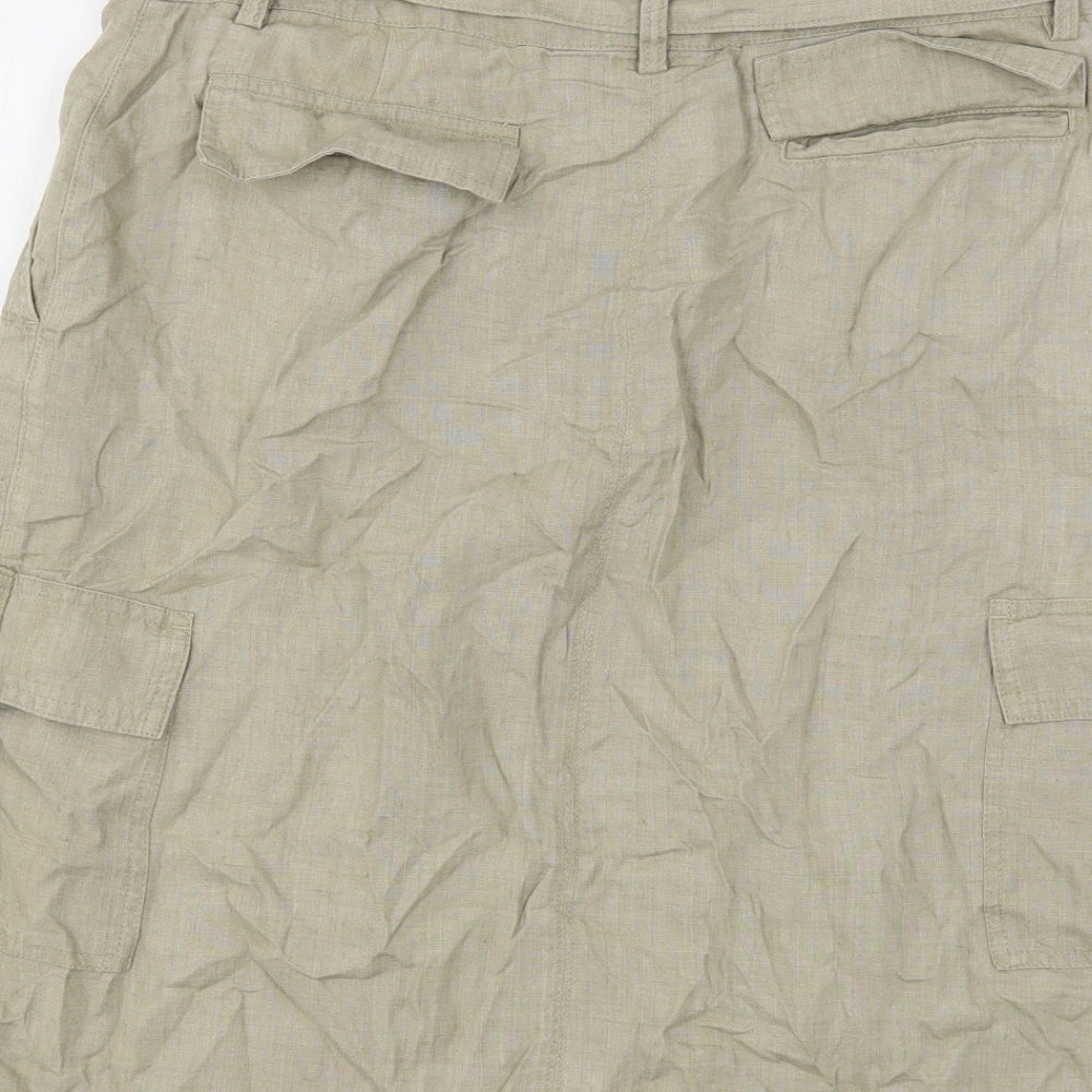 NEXT Womens Beige  Linen Cargo Skirt Size 14