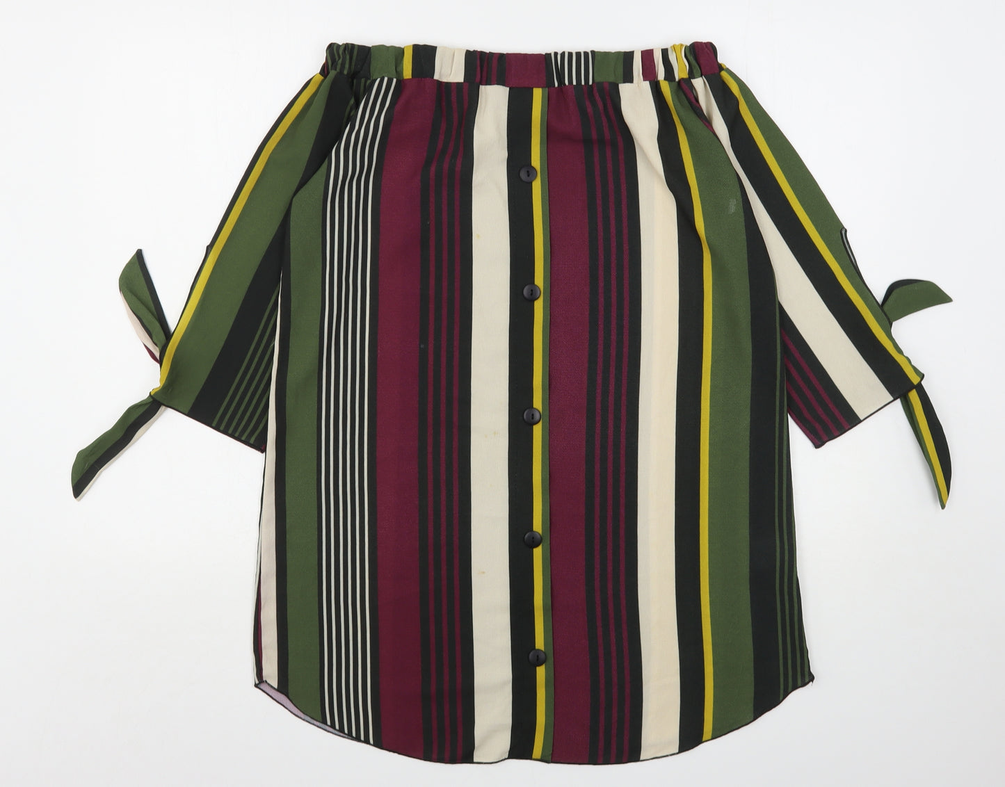 Quiz Womens Multicoloured Striped Polyester Basic Blouse Size 10 Boat Neck