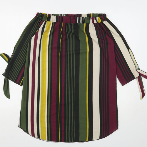 Quiz Womens Multicoloured Striped Polyester Basic Blouse Size 10 Boat Neck