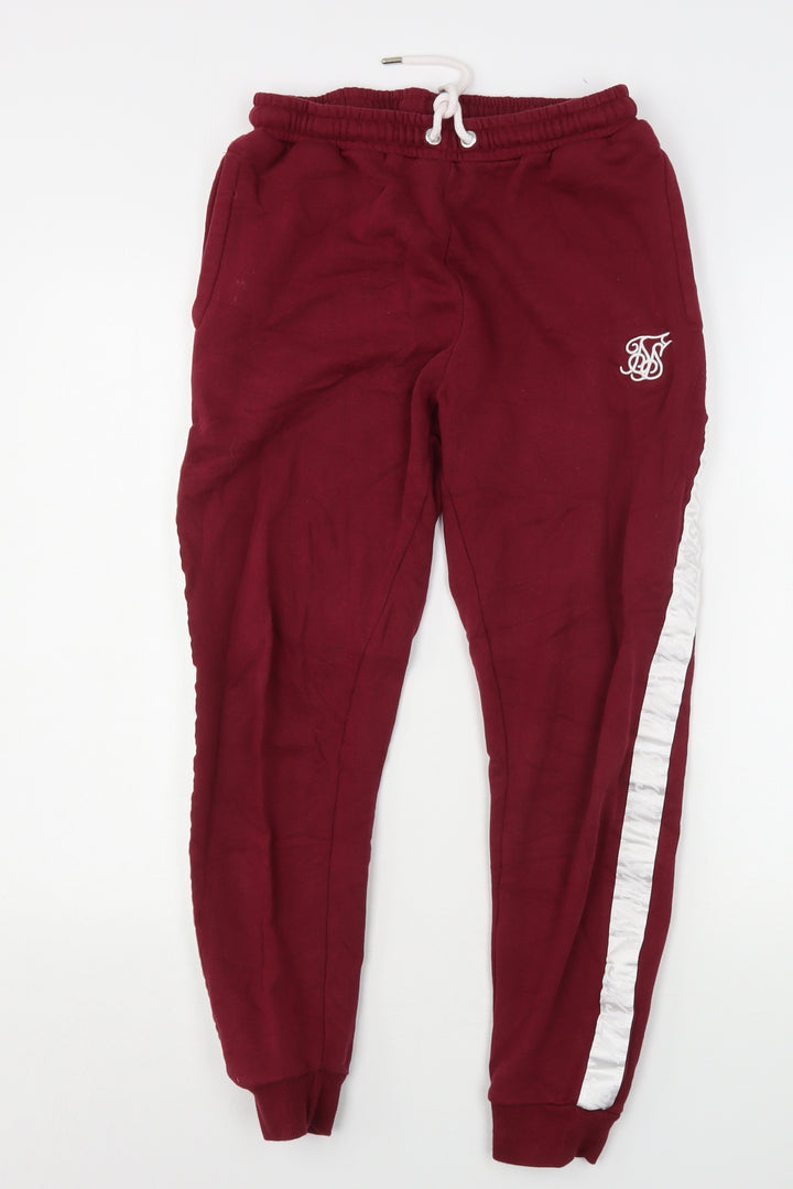 SikSilk Womens Red  Cotton Sweatpants Trousers Size 10 L28 in Regular Drawstring