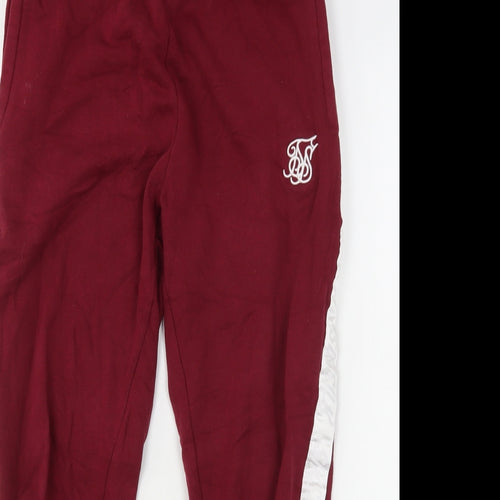 SikSilk Womens Red  Cotton Sweatpants Trousers Size 10 L28 in Regular Drawstring