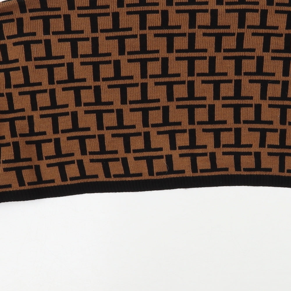 FemmeLuxe Womens Brown Geometric Acrylic Pullover Sweatshirt Size S   - Cropped