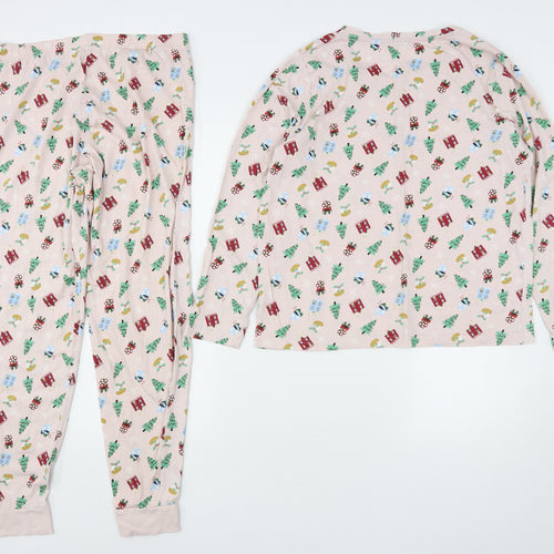 George Womens Pink Geometric Cotton Top Pyjama Set Size 12   - Christmas