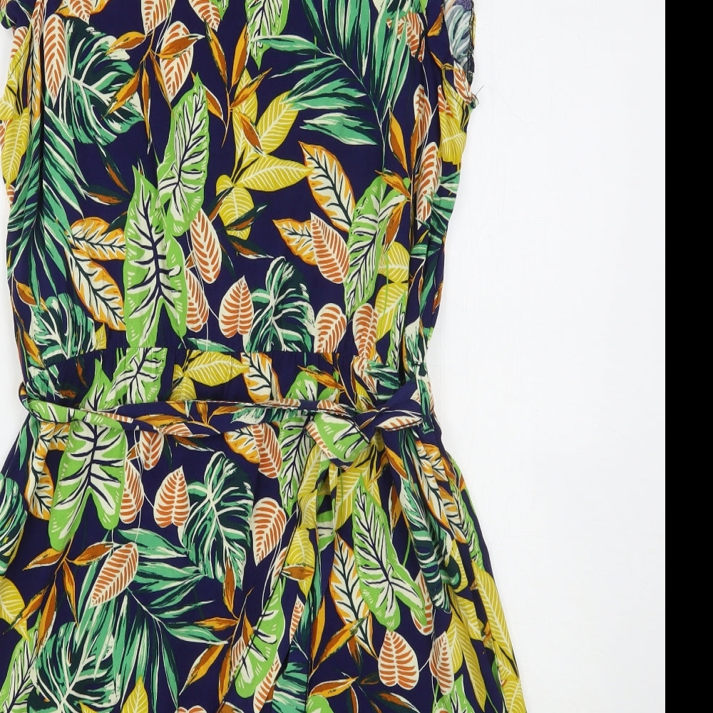 F&F Womens Multicoloured Floral Viscose Sheath  Size 16  Round Neck