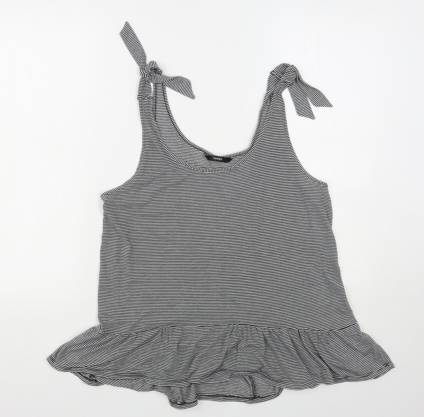 George Womens Multicoloured Striped Polyester Basic Tank Size 16 Round Neck