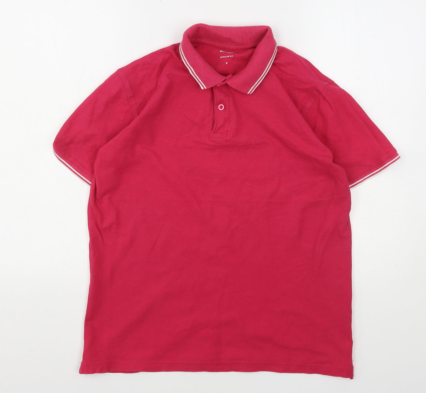 Dunnes Stores Mens Pink  Cotton  Polo Size S Collared