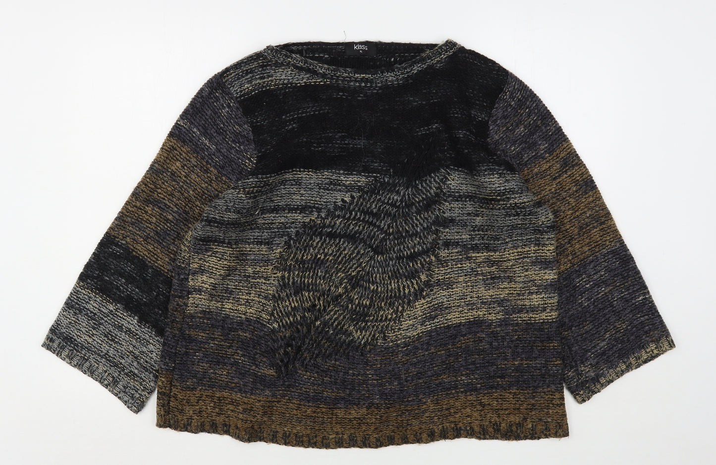 Klass Womens Multicoloured Round Neck Striped Acrylic Pullover Jumper Size XL