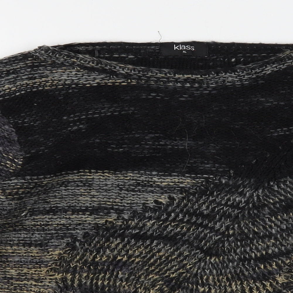 Klass Womens Multicoloured Round Neck Striped Acrylic Pullover Jumper Size XL