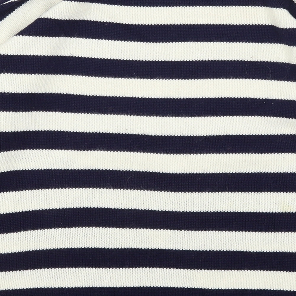 M&Co Womens Blue Round Neck Striped Acrylic Pullover Jumper Size 14