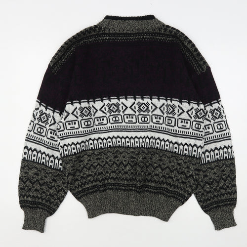 Michael Gerald Mens Multicoloured Round Neck Argyle/Diamond Acrylic Pullover Jumper Size L