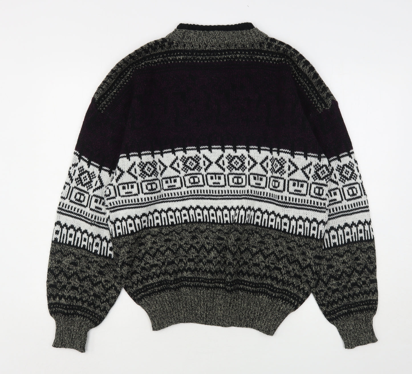 Michael Gerald Mens Multicoloured Round Neck Argyle/Diamond Acrylic Pullover Jumper Size L