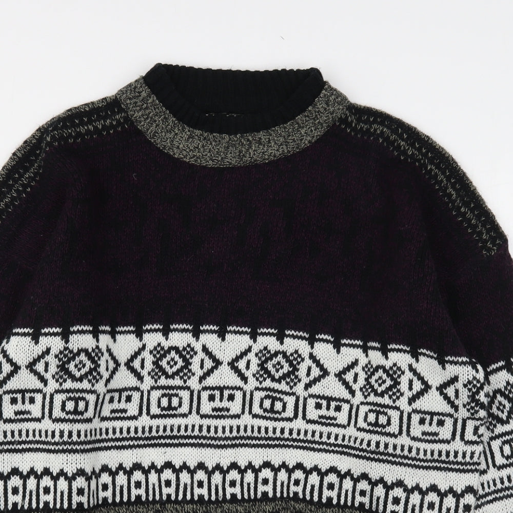 Michael Gerald Mens Multicoloured Round Neck Argyle/Diamond Acrylic Pullover Jumper Size L