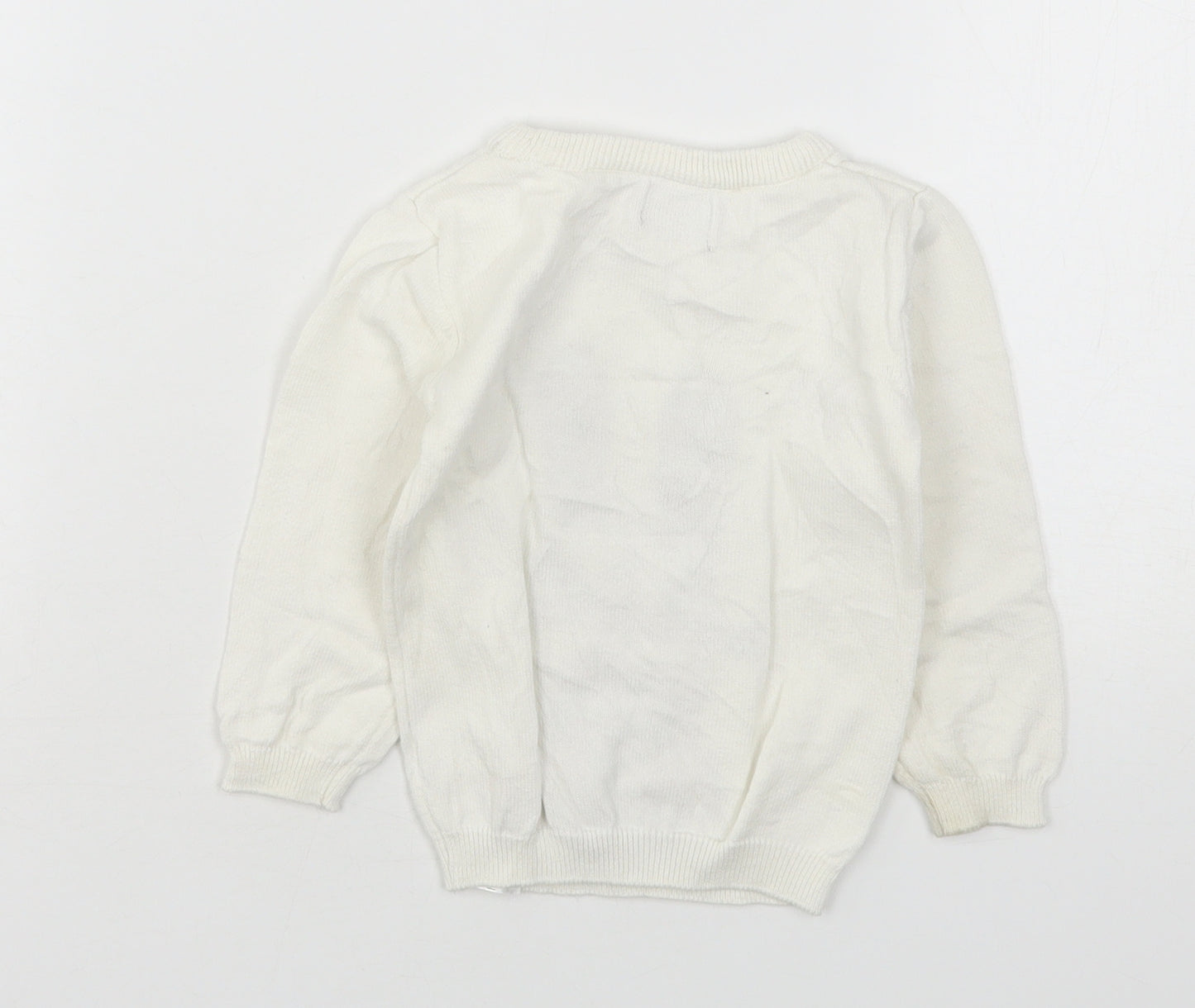 Primark Girls White  Cotton Pullover Jumper Size 12-18 Months