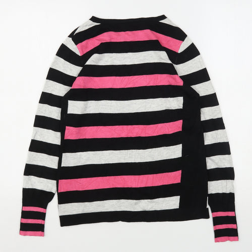 Wallis Womens Multicoloured Round Neck Striped Viscose Pullover Jumper Size 10