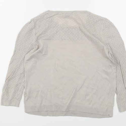 Marks and Spencer Womens Beige Round Neck  Cotton Pullover Jumper Size 12