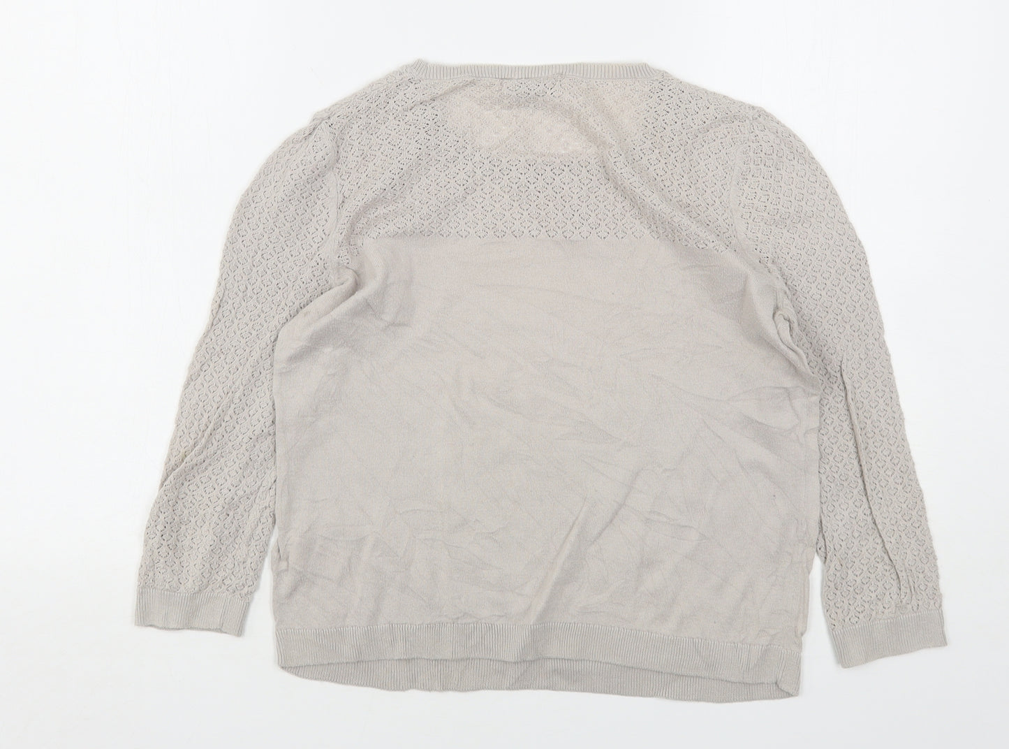 Marks and Spencer Womens Beige Round Neck  Cotton Pullover Jumper Size 12