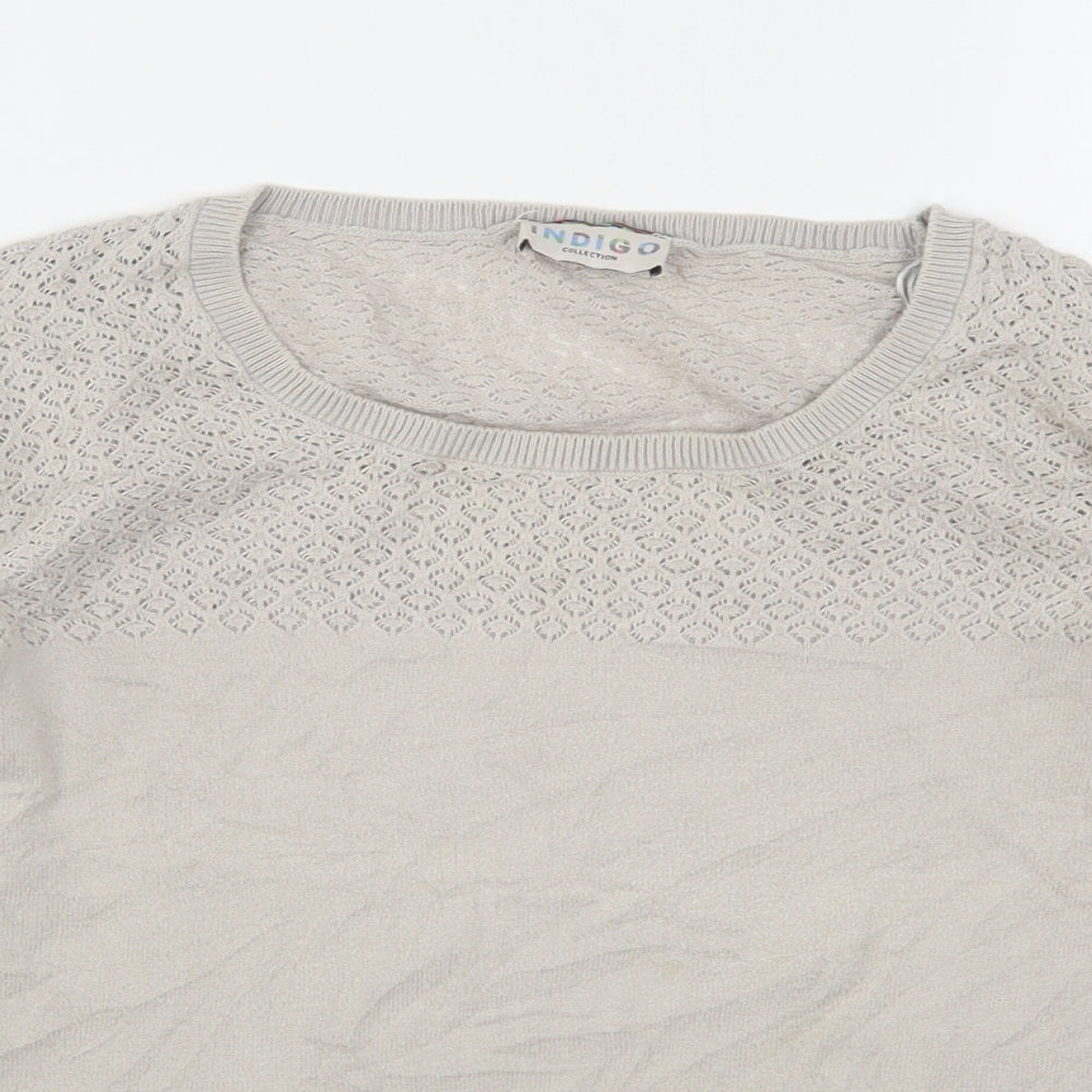 Marks and Spencer Womens Beige Round Neck  Cotton Pullover Jumper Size 12