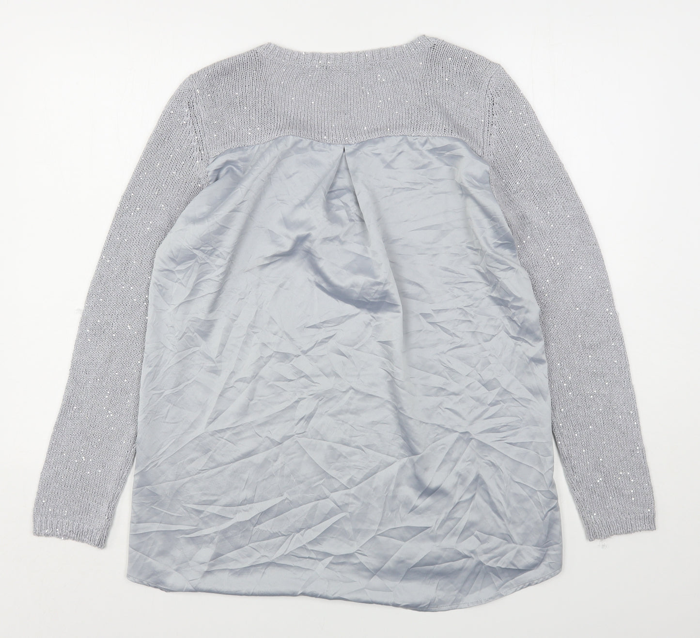 Oasis Womens Grey V-Neck  Polyester Pullover Jumper Size L