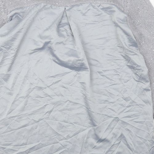 Oasis Womens Grey V-Neck  Polyester Pullover Jumper Size L