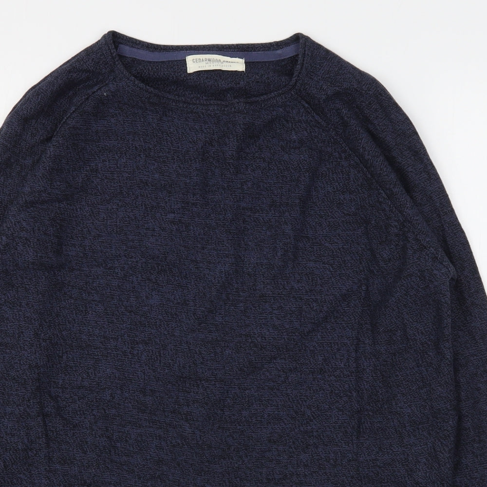 Cedar Wood State Womens Blue  Cotton Pullover Sweatshirt Size M