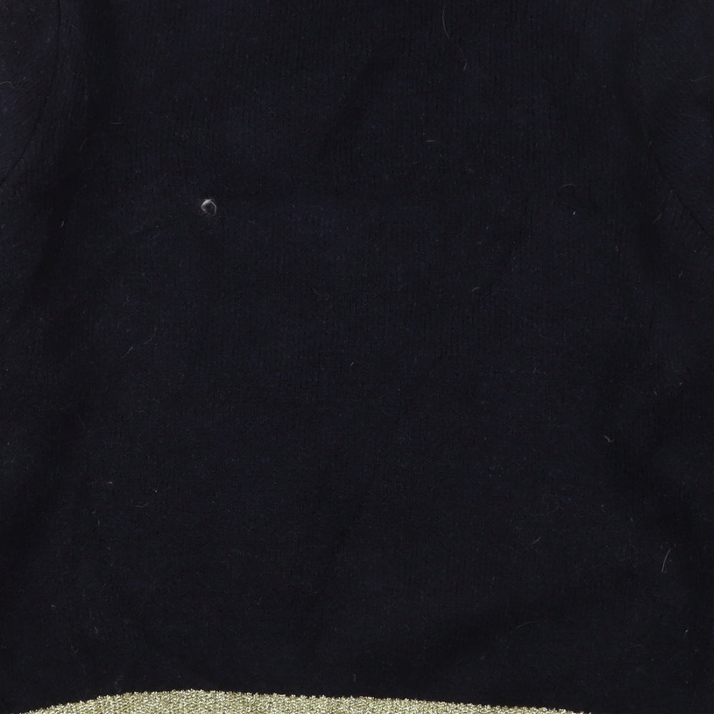 Marks and Spencer Womens Blue Round Neck Floral Acrylic Pullover Jumper Size 14