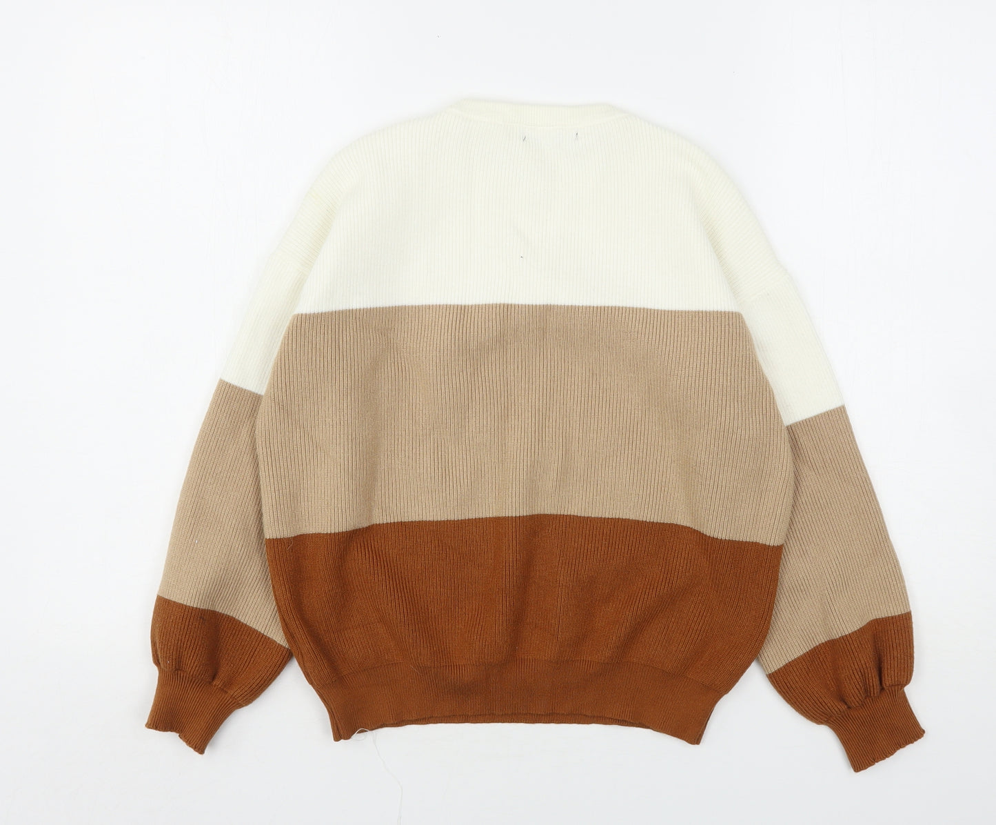 Shein  Womens Multicoloured Round Neck Striped Cotton Pullover Jumper Size 10