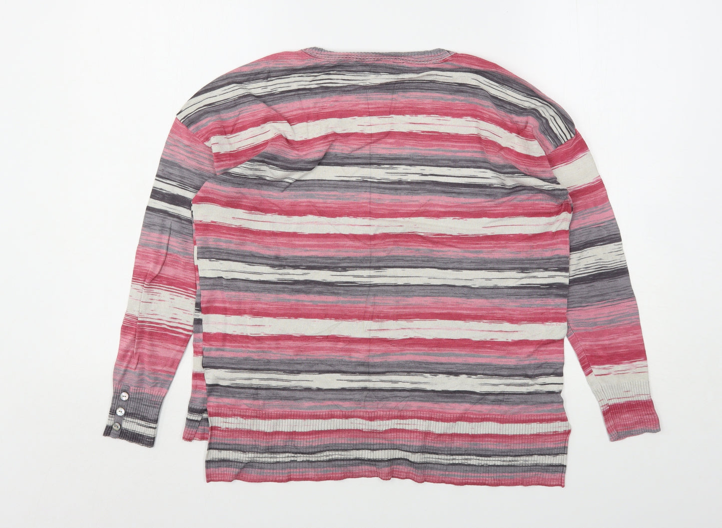 RJR.John Rocha Womens Multicoloured Round Neck Striped Viscose Pullover Jumper Size 14