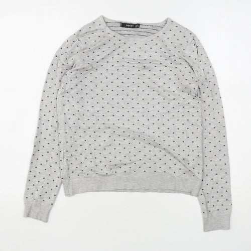 Mango Womens Grey Round Neck Polka Dot Polyester Pullover Jumper Size S
