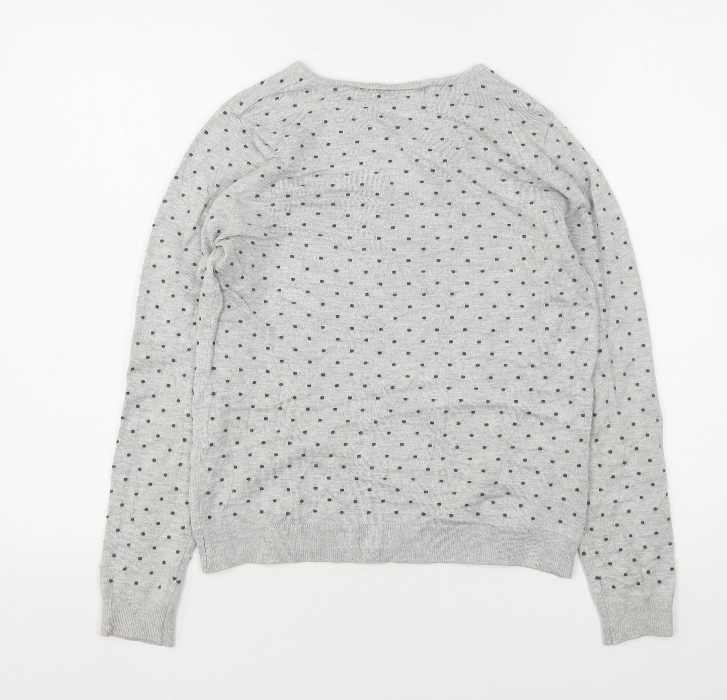 Mango Womens Grey Round Neck Polka Dot Polyester Pullover Jumper Size S