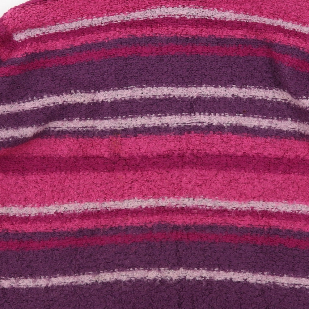 EWM Womens Purple Roll Neck Striped Acrylic Pullover Jumper Size 22