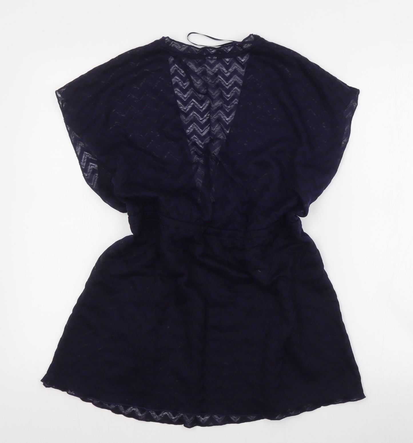 Ocean Club Womens Blue Geometric Polyester Mini  Size 14  Boat Neck Pullover - Beach cover up