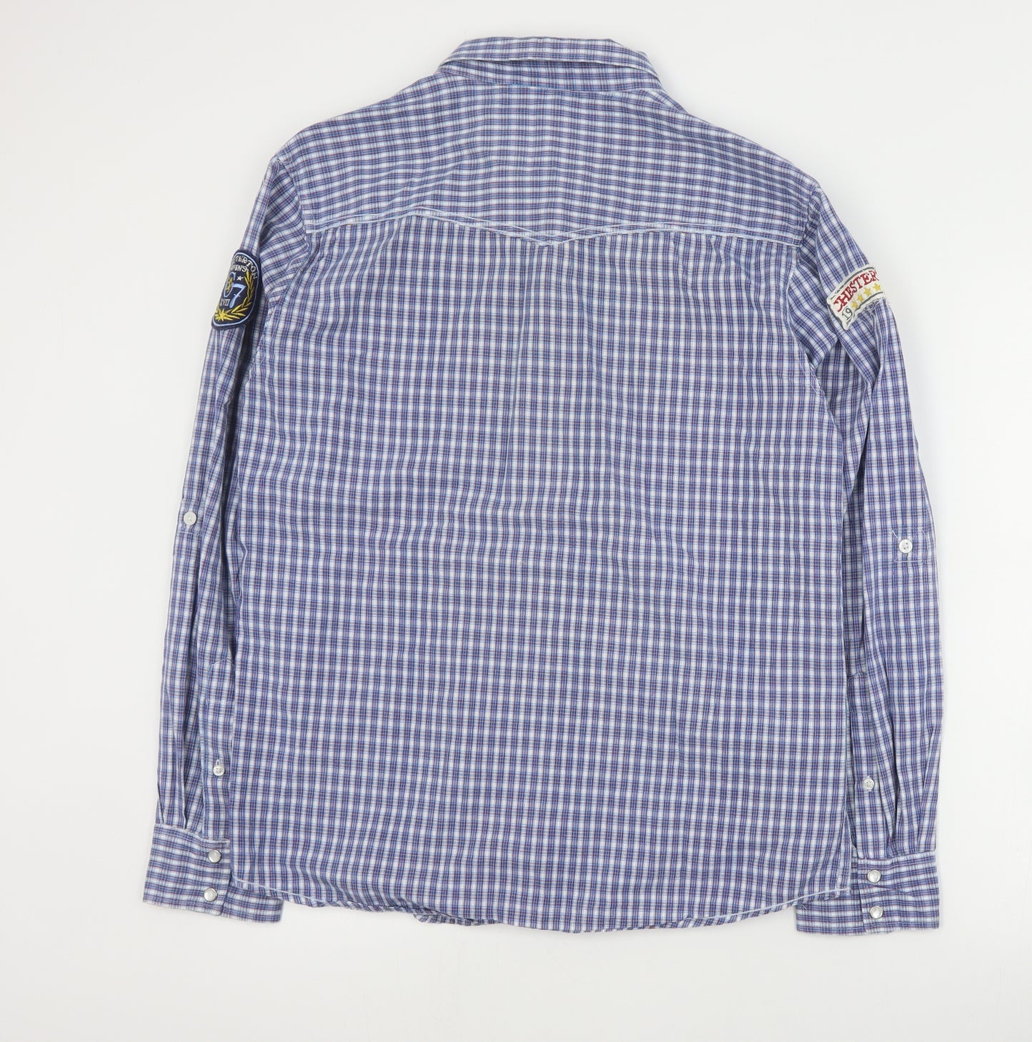Urban Spirit Mens Blue Plaid Cotton  Button-Up Size M Collared Snap