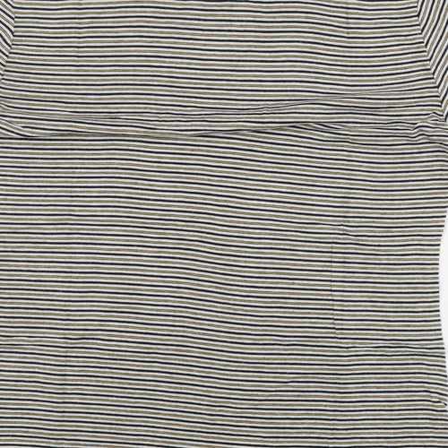Zara Womens Blue Striped Cotton Basic T-Shirt Size S Round Neck
