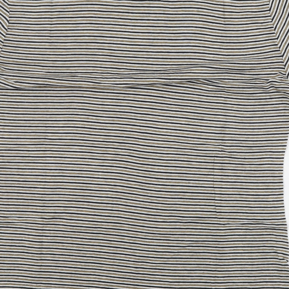 Zara Womens Blue Striped Cotton Basic T-Shirt Size S Round Neck