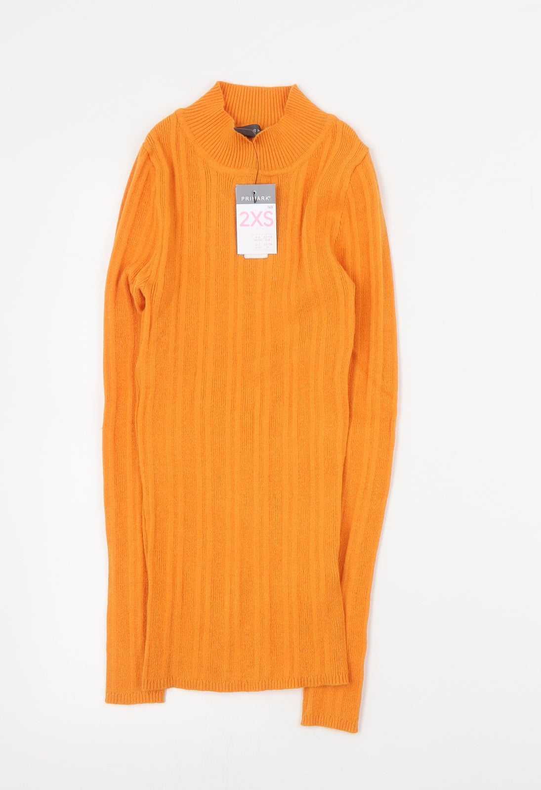 Primark Womens Orange Mock Neck  Viscose Pullover Jumper Size 2XS
