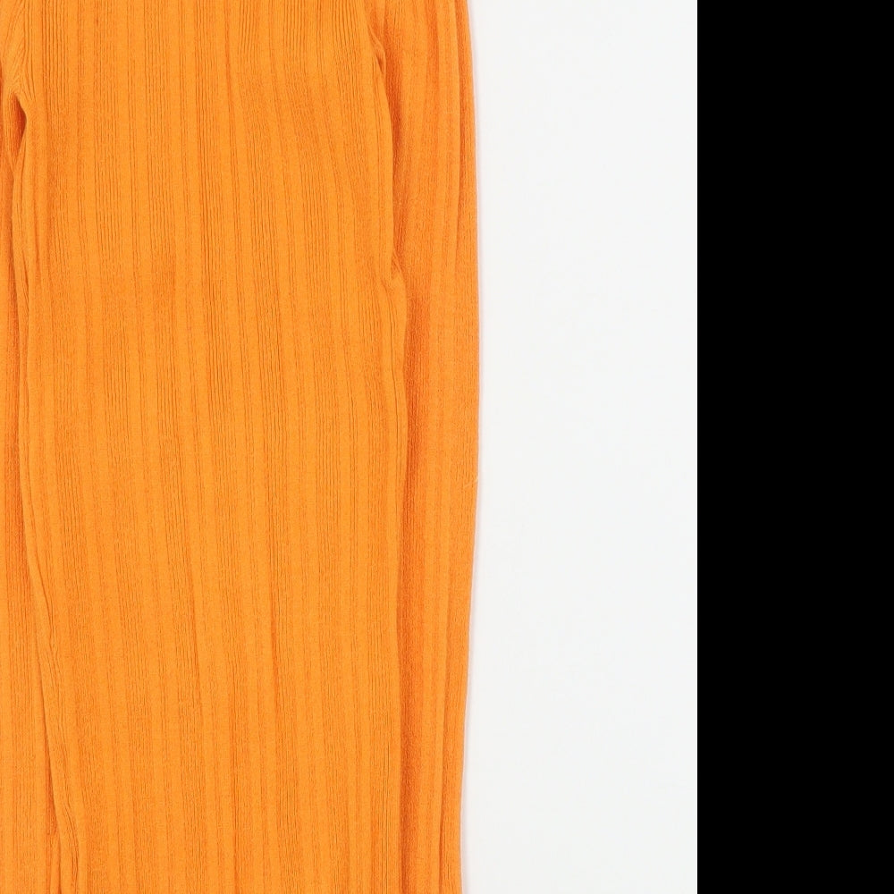 Primark Womens Orange Mock Neck  Viscose Pullover Jumper Size 2XS